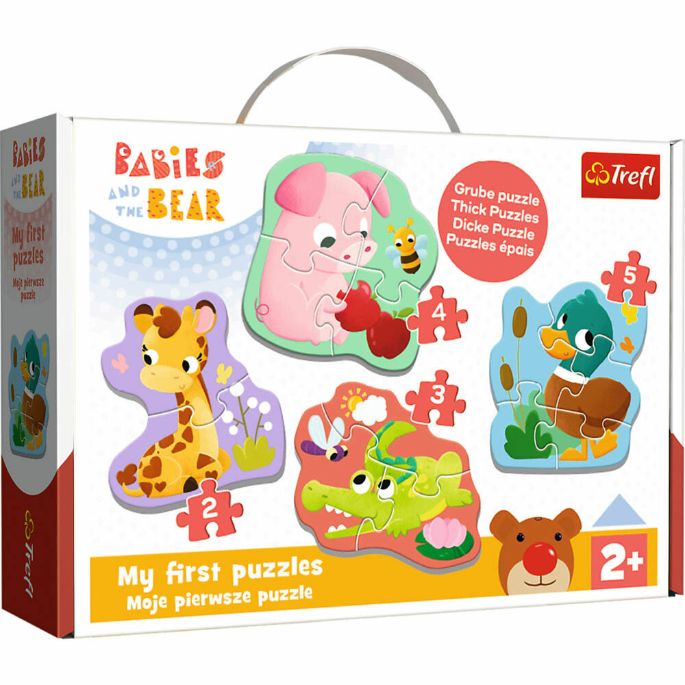 Trefl Baby Puzzle Babies & Bear Tiere, Kinderpuzzle, Tierpuzzle, 2 - 5 Teile, 36135
