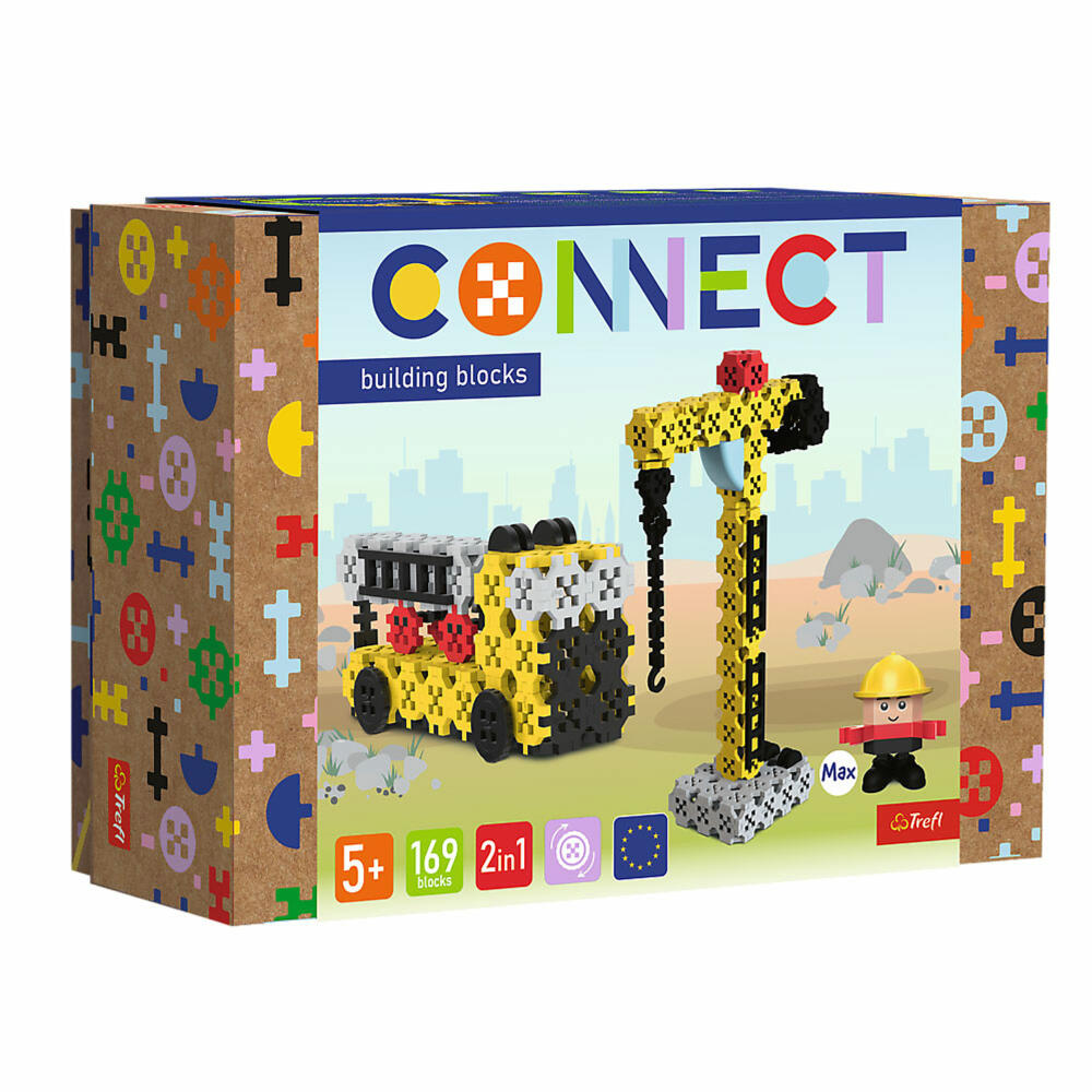 Trefl CONNECT M - Kran Kranwagen, Bausteine, Bauklötze, ab 5 Jahren, 169 Teile, 61971