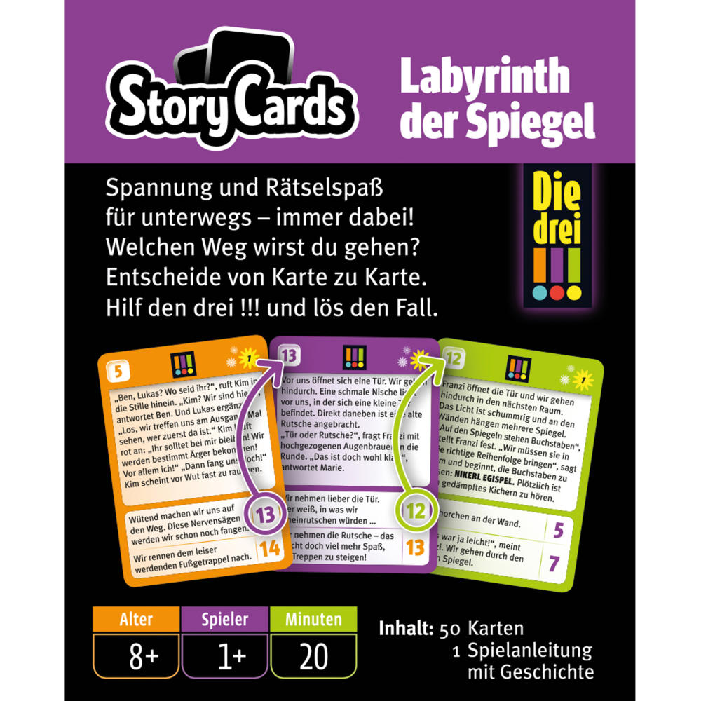 KOSMOS Detectives The Three !!! StoryCards Labyrinth of Mirrors, Interactive Guessing Game, Detective Game, Detective Guessing Game, from 8 years, 688035