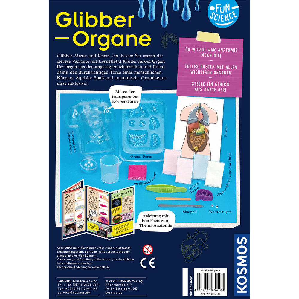 KOSMOS Fun Science Glibber-Organe, Experimentieren, Basteln, Lernen, Entdecken, ab 8 Jahren, 654184