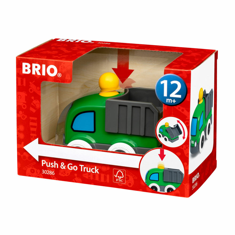 BRIO Push & Go LKW, Lastwagen, Schiebespielzeug, Schiebeauto, Spielzeug Auto, Holz, 63028600