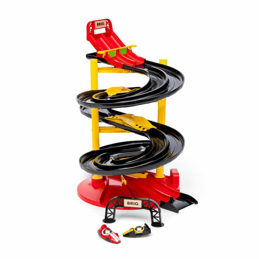 BRIO Rennbahn-Turm mit zwei Rennwagen, Rennstrecke, Rennauto, Spielzeug, 63055000
