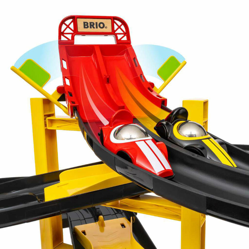 BRIO Rennbahn-Turm mit zwei Rennwagen, Rennstrecke, Rennauto, Spielzeug, 63055000