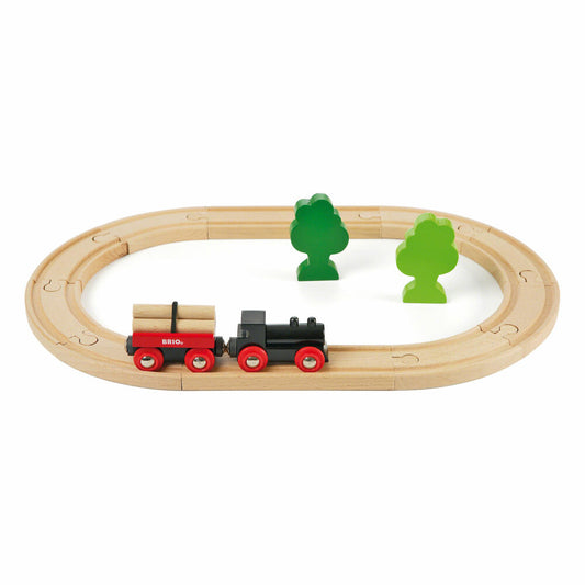 BRIO Bahn Starterset, 18-tlg., Zubehör für die Holzeisenbahn, Eisenbahn, Holzspielzeug, Holz Spielzeug, 33042