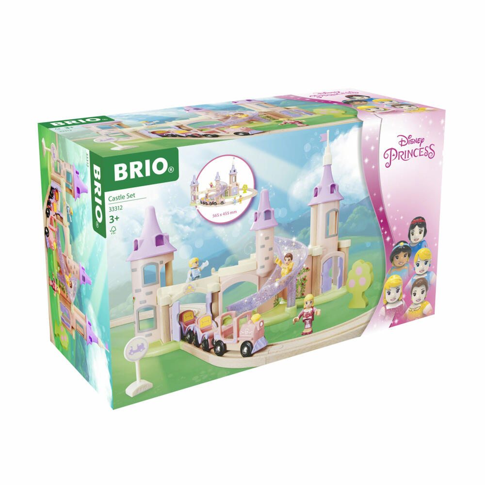 BRIO Disney Princess Traumschloss, Eisenbahn-Set, Schloss, Holzeisenbahn, Holz Eisenbahn, Spielset, 33312