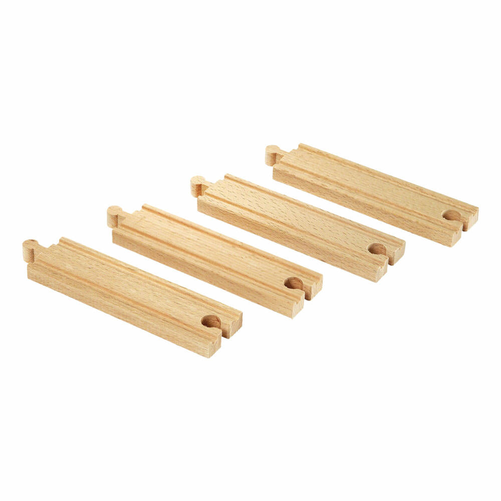 BRIO Mittlere Gerade Gleise, 4-tlg., Zubehör für die Holzeisenbahn, Eisenbahn, Holzspielzeug, Holz Spielzeug, 33335