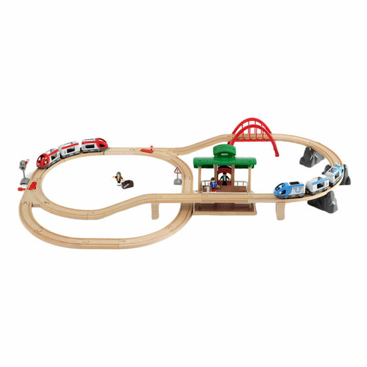 BRIO Großes Bahn Reisezug Set, 42-tlg., Zubehör für die Holzeisenbahn, Holzspielzeug, Holz Spielzeug, 33512