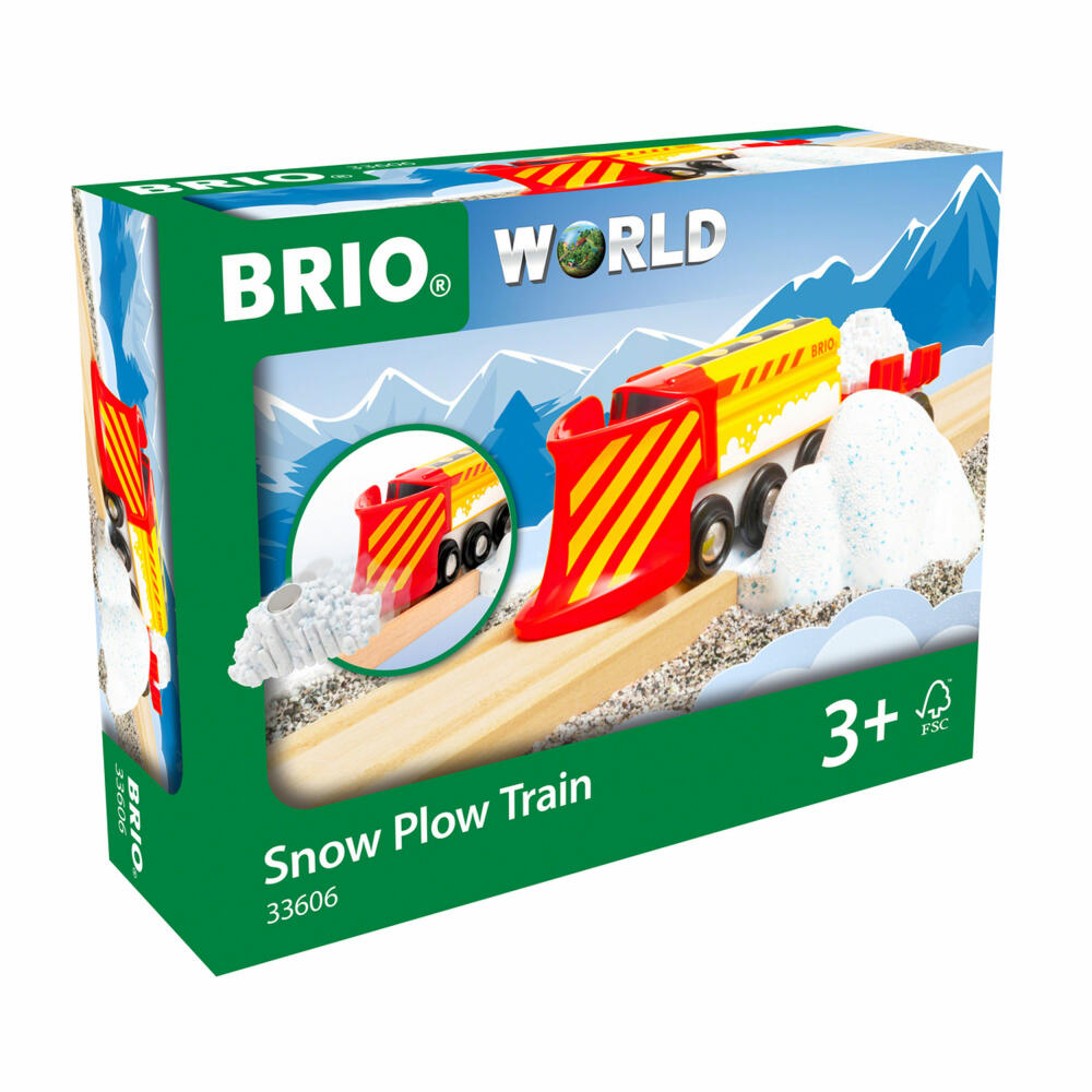 BRIO Schneeräumzug, Schneeräum Zug, Eisenbahn, Lok, Lokomotive, Güterwaggon, 33606