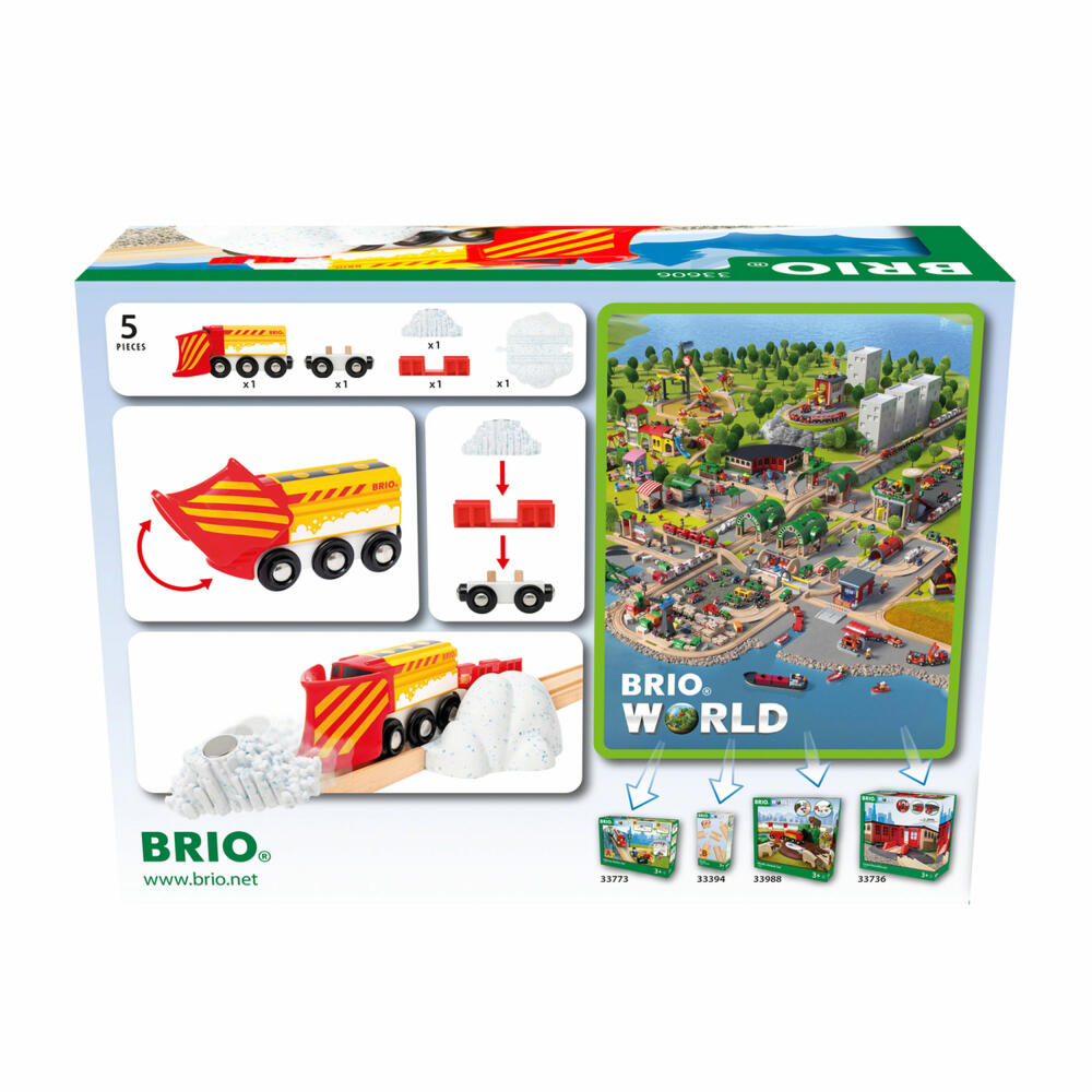 BRIO Schneeräumzug, Schneeräum Zug, Eisenbahn, Lok, Lokomotive, Güterwaggon, 33606