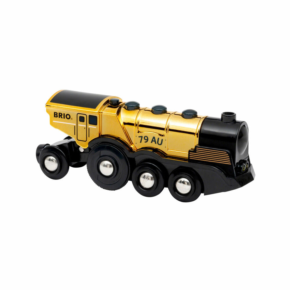 BRIO Goldene Batterielok mit Licht und Sound, Batterie Lok, Eisenbahn, Zug, Spielzeug, Kinder, 33630