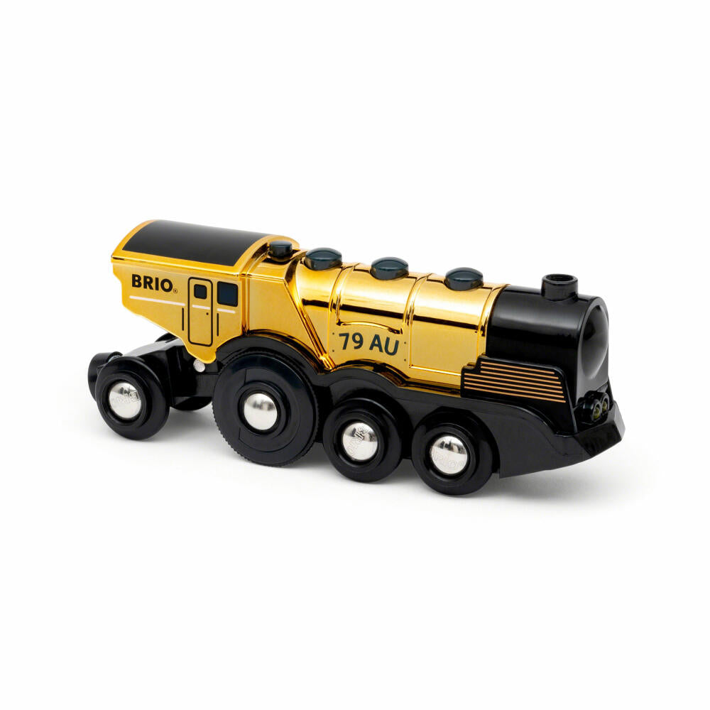 BRIO Goldene Batterielok mit Licht und Sound, Batterie Lok, Eisenbahn, Zug, Spielzeug, Kinder, 33630