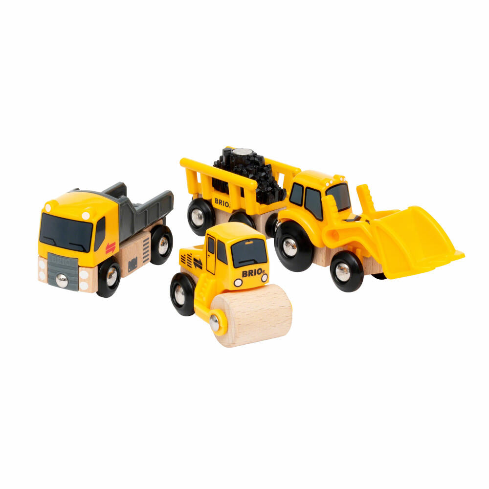 BRIO Construction Vehicles, 5-piece, Dump Truck, Road Roller, Front Loader, Construction Site, Vehicles, 33658