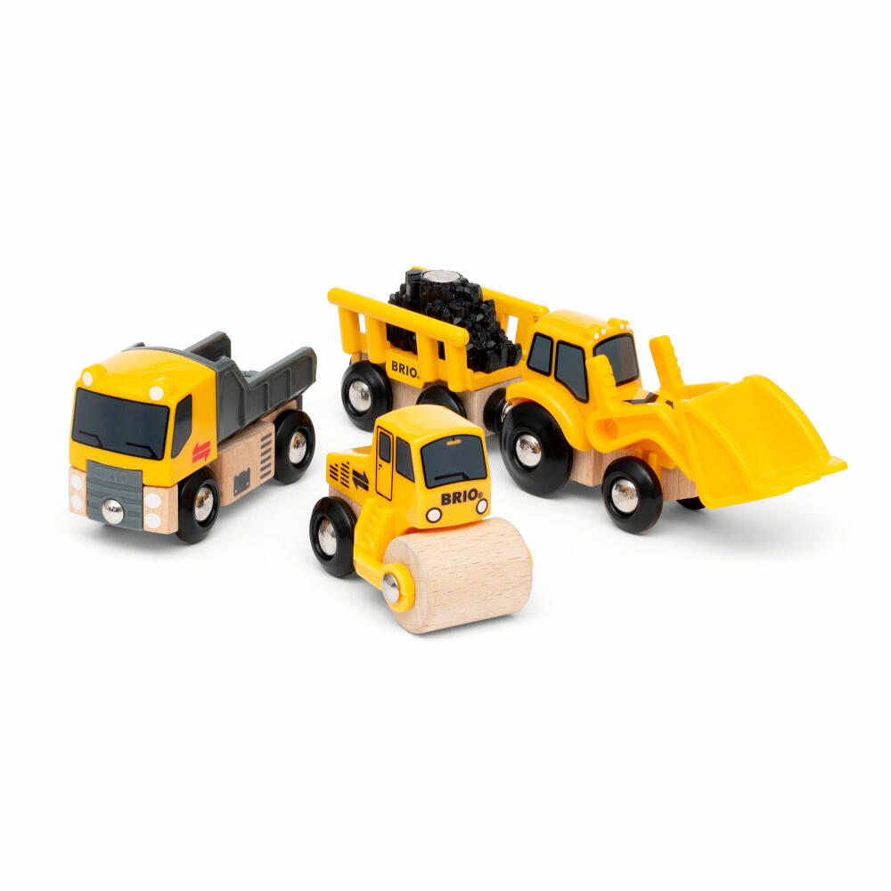 BRIO Construction Vehicles, 5-piece, Dump Truck, Road Roller, Front Loader, Construction Site, Vehicles, 33658