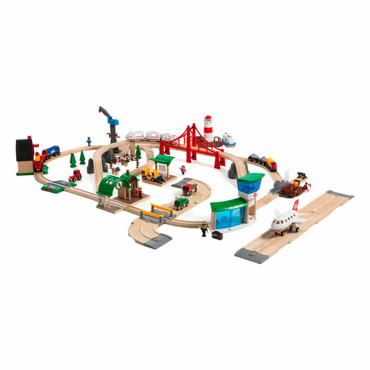BRIO Großes Premium Set in Kunststoffboxen, 106-tlg., Zubehör für die Holzeisenbahn, Holzspielzeug, Holz Spielzeug, Holzbahn, 33766