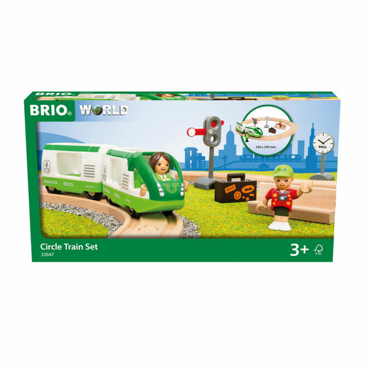 BRIO World Starter Set Reisezug, 16-tlg., Holzeisenbahn, Holz Eisenbahn, Eisenbahnset, Schienen, Lokomotive, 33847