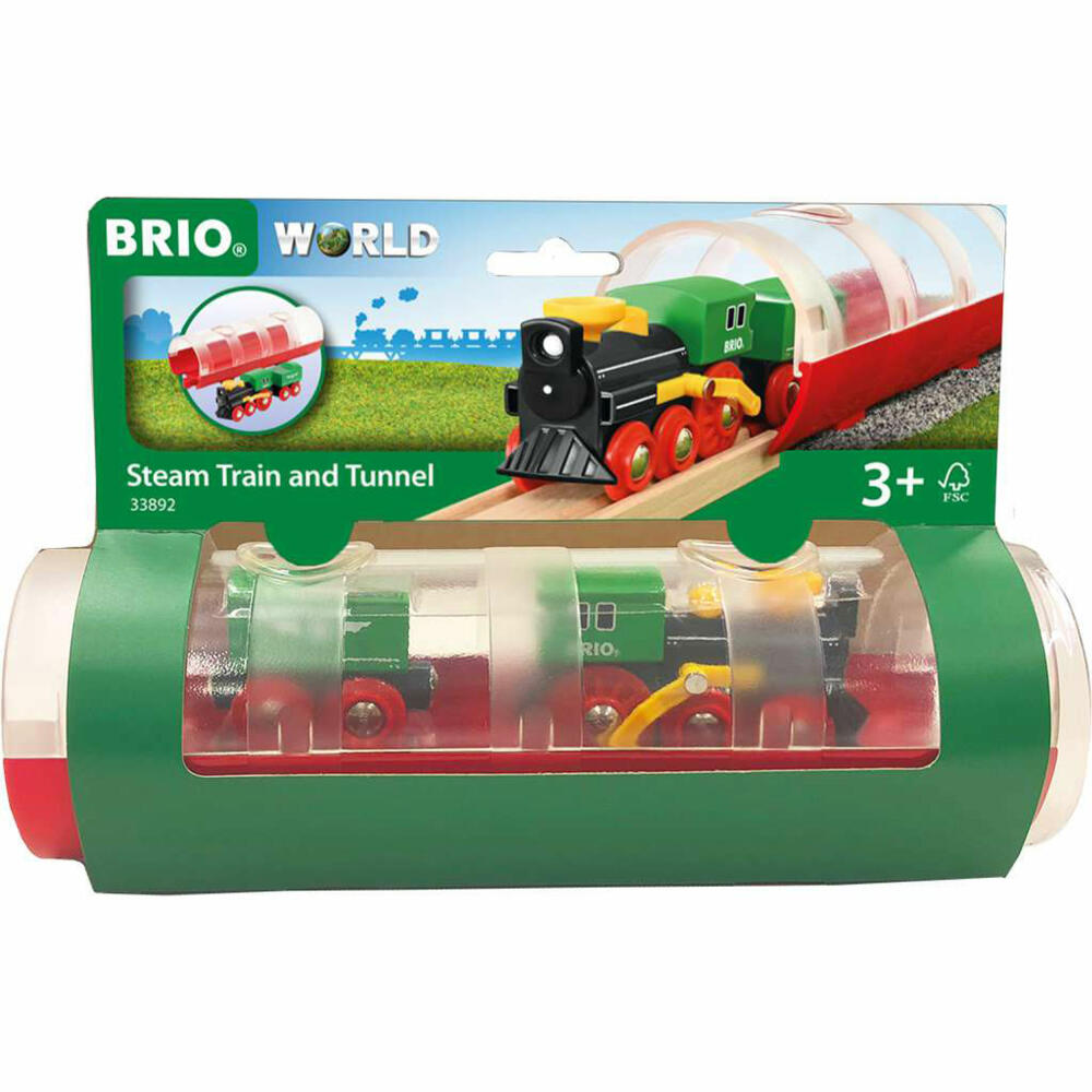 BRIO World Tunnel Box Dampflokzug, Dampflok, Zug, Holzeisenbahn, ab 3 Jahren, 63389200