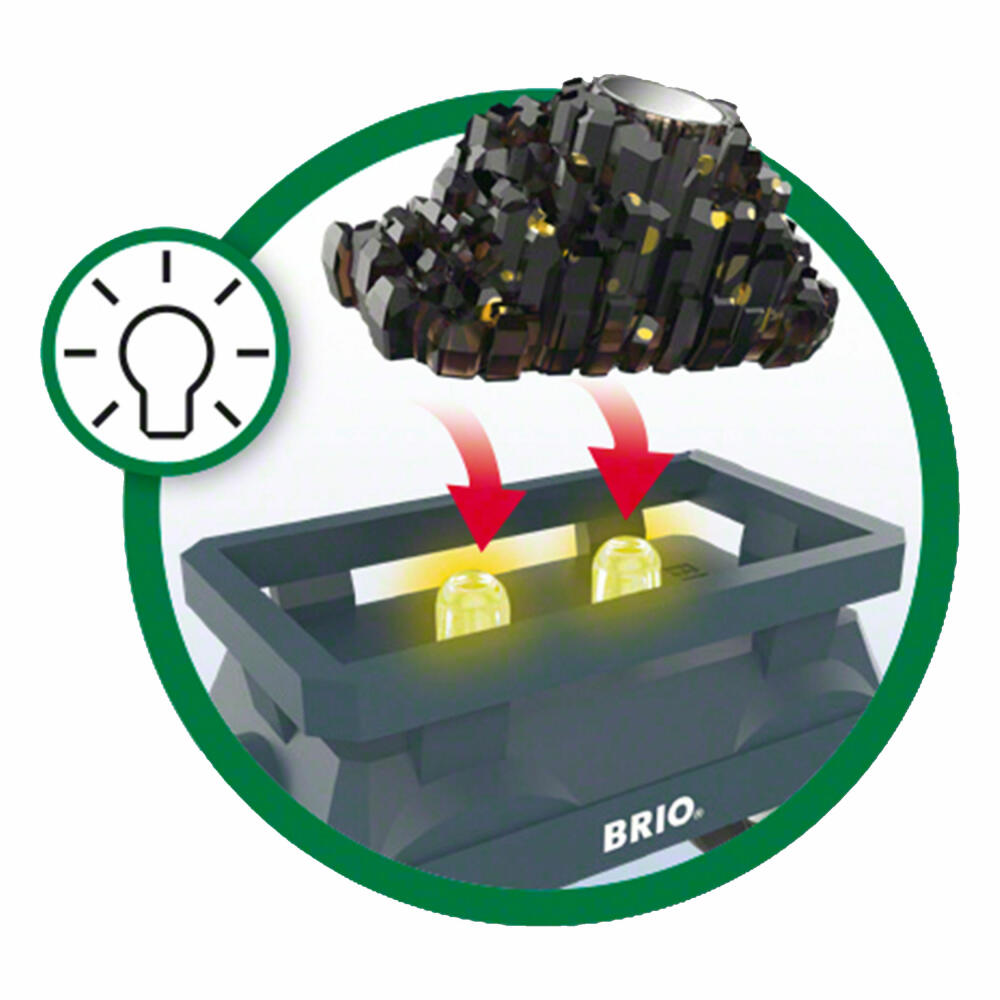 Brio Goldwaggon mit Licht, 2-tlg., Goldmine, Minewagen, Holzspielzeug, Spielzeug, 33896