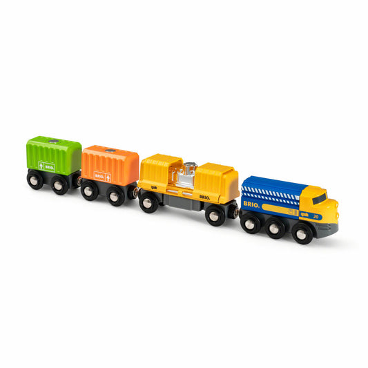 Brio Großer Güterzug mit Magnetladung, Waggons, Zug, Holzeisenbahn, Holzspielzeug, Holz Spielzeug, 33982
