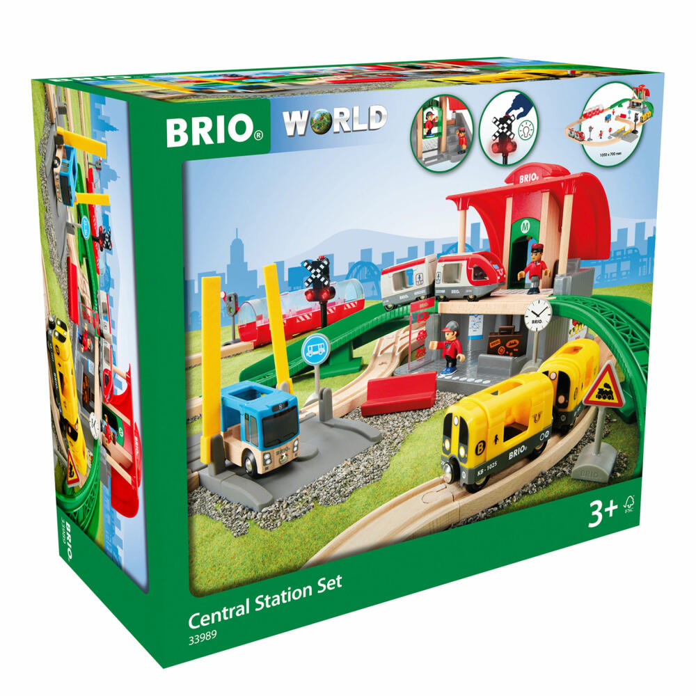 BRIO Großes City Bahnhof Set, Spielset, Holzeisenbahn, Holz Eisenbahn, Zug, Hauptbahnhof, 33989