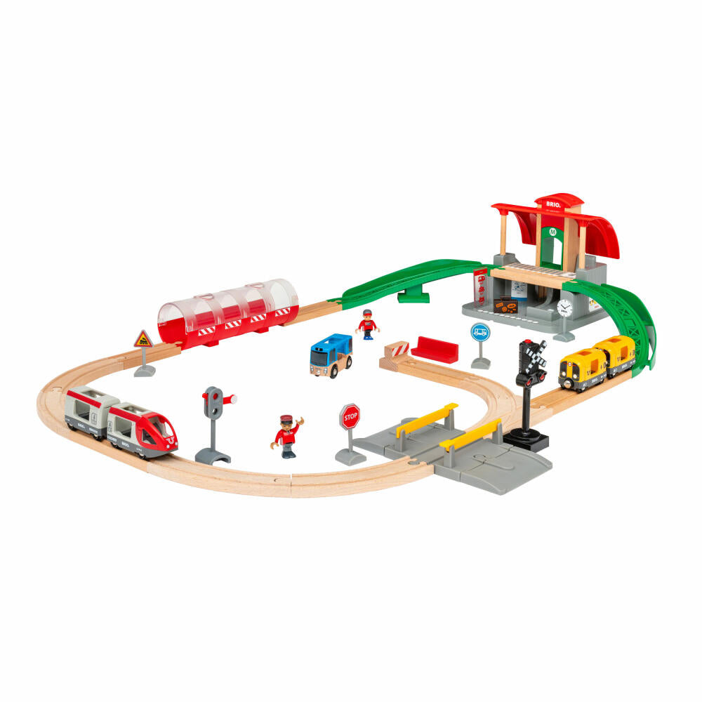 BRIO Großes City Bahnhof Set, Spielset, Holzeisenbahn, Holz Eisenbahn, Zug, Hauptbahnhof, 33989