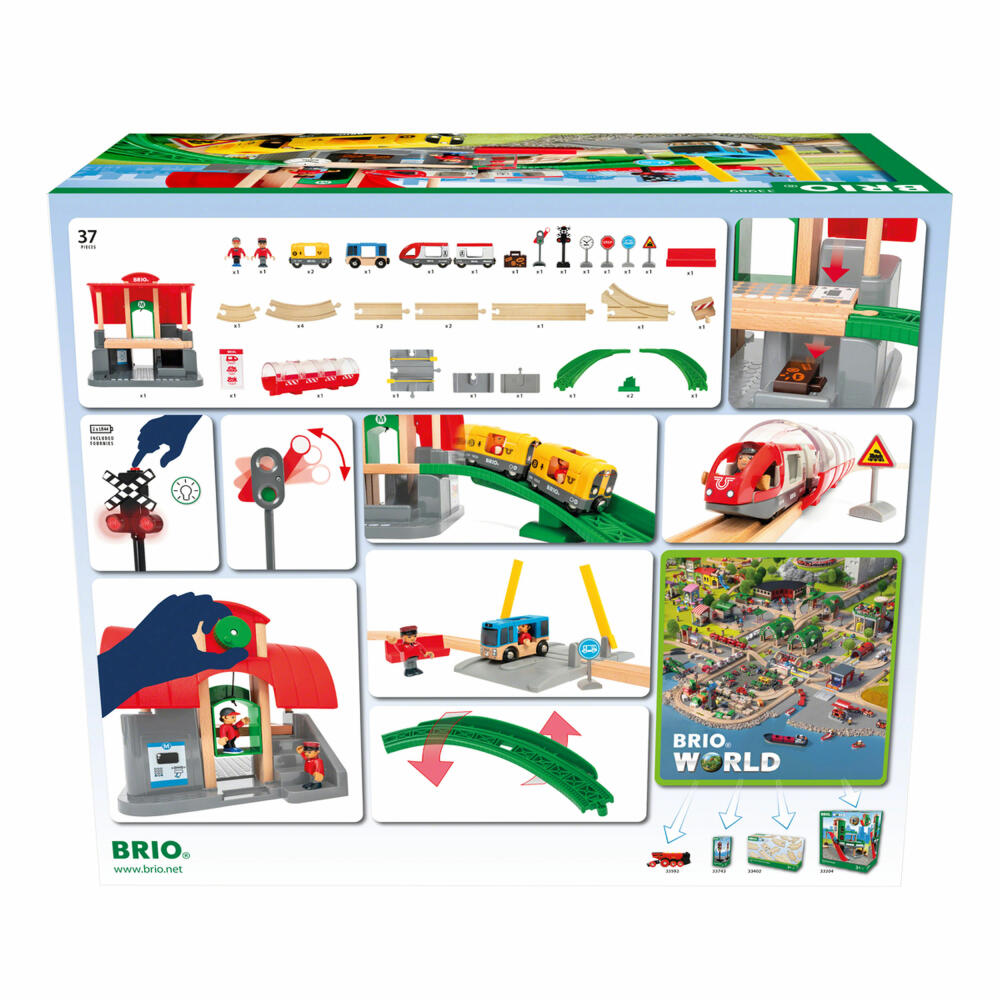 BRIO Großes City Bahnhof Set, Spielset, Holzeisenbahn, Holz Eisenbahn, Zug, Hauptbahnhof, 33989
