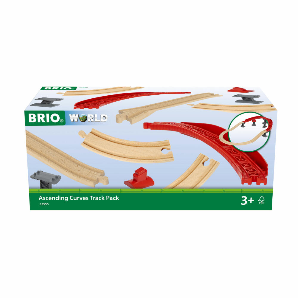 BRIO Schienenpaket Berg und Tal, 16-tlg., Holzeisenbahn, Eisenbahn, Schienen Set, 63399500