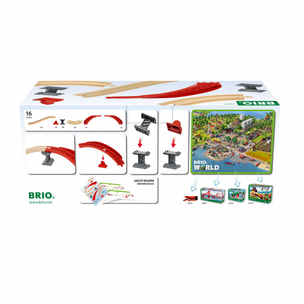 BRIO Schienenpaket Berg und Tal, 16-tlg., Holzeisenbahn, Eisenbahn, Schienen Set, 63399500