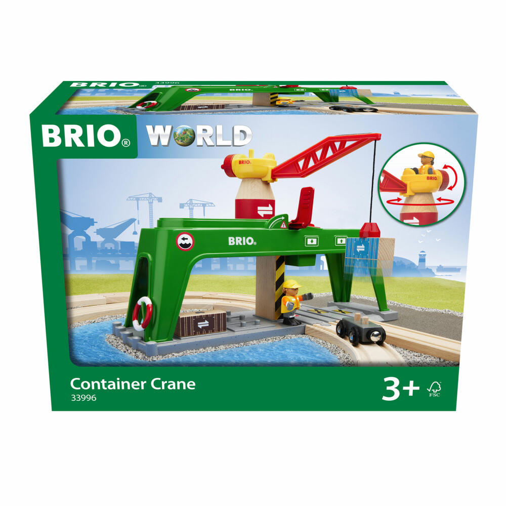 BRIO Bahn Verlade-Terminal, Containerkran, Eisenbahnset, Holzeisenbahn, Zubehör, 63399600