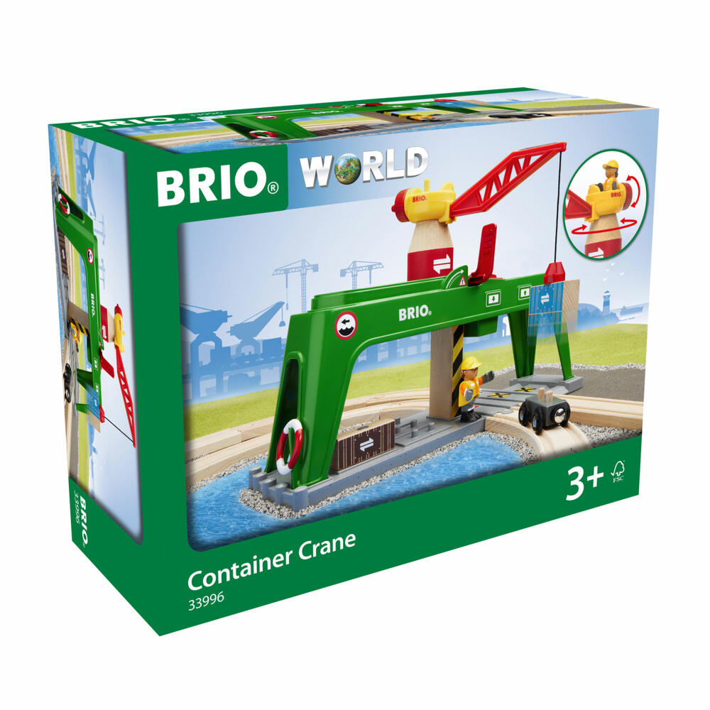 BRIO Bahn Verlade-Terminal, Containerkran, Eisenbahnset, Holzeisenbahn, Zubehör, 63399600