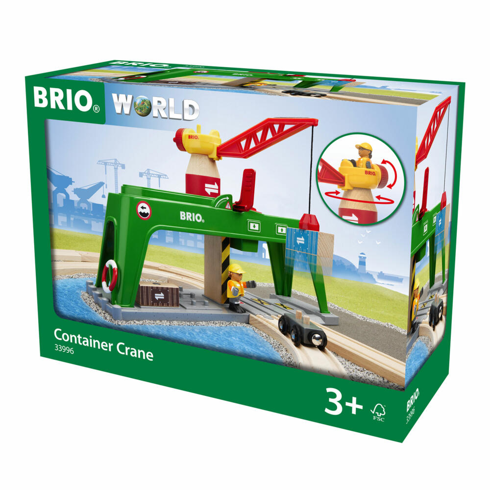 BRIO Bahn Verlade-Terminal, Containerkran, Eisenbahnset, Holzeisenbahn, Zubehör, 63399600