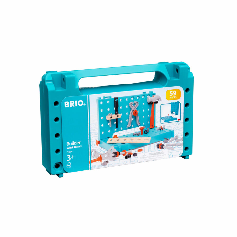 BRIO Builder Workbench Case, 59 pcs., Tool Case, Tools, Toy, Wood, 63459600