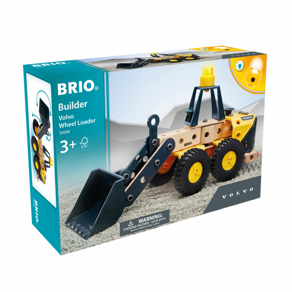 BRIO Builder Volvo Frontlader, 58-tlg., Baukasten, Bauset, Spielzeug, Holz, 63459800