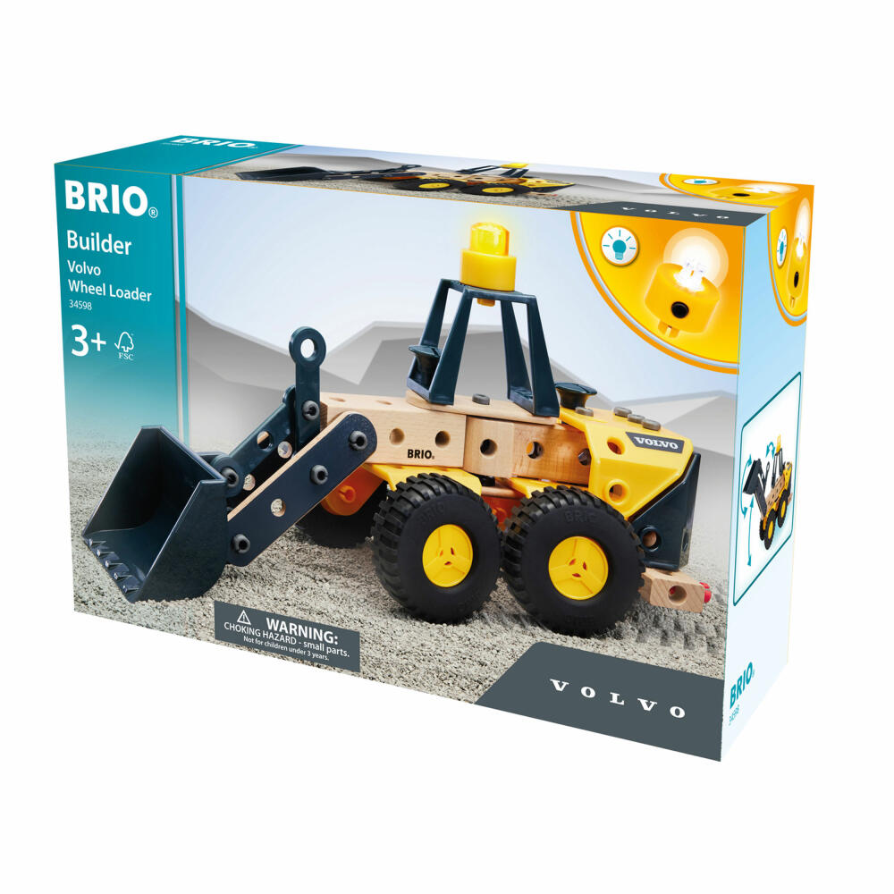 BRIO Builder Volvo Frontlader, 58-tlg., Baukasten, Bauset, Spielzeug, Holz, 63459800