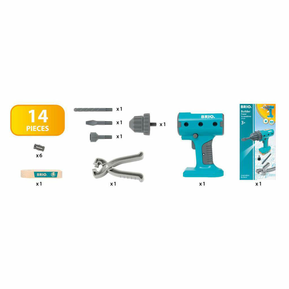 BRIO Builder Cordless Screwdriver, Tool, Children's Tool, Children's Toy, from 3 Years, 63460000