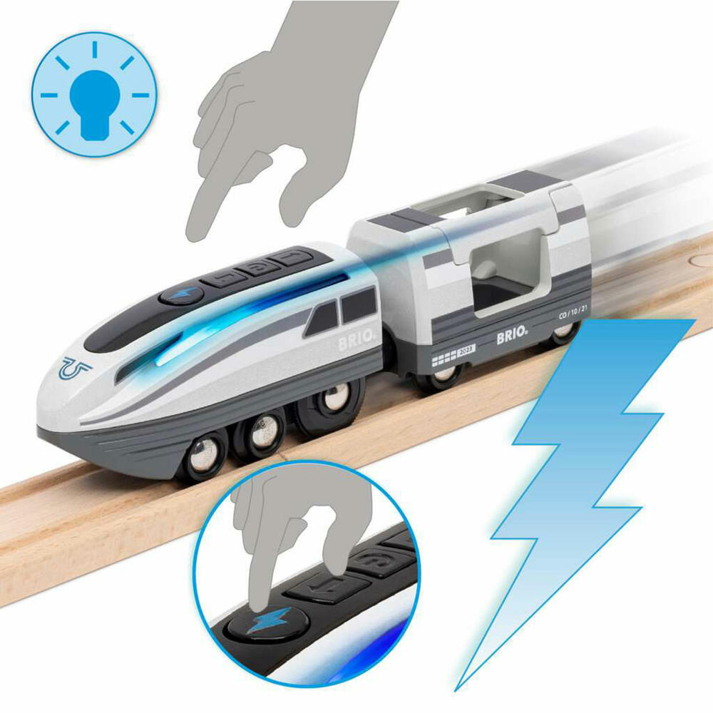BRIO Turbo-Zug, Batteriebetriebene Spielzuglok, Eisenbahnspielzeug, Eisenbahn Spielzeug, 63600300