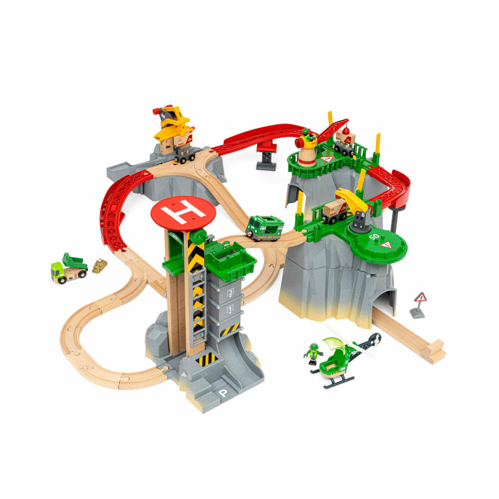 BRIO Gebirgs-Frachten Set Deluxe, 49-tlg., Holzeisenbahn, Holz Eisenbahn, Zubehör, 63601000