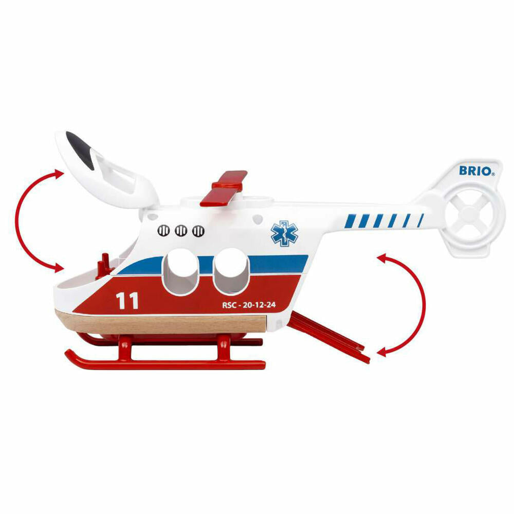 BRIO Rettungshubschrauber, Hubschrauber, Holzeisenbahn, Zubehör, Spielzeug, 63602200