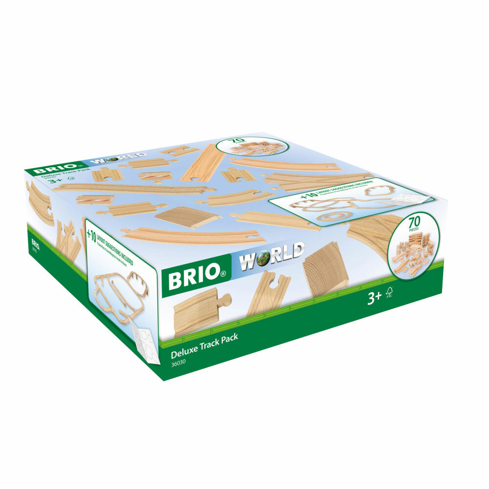 BRIO Schienensortiment Deluxe, 70-tlg., Schienen, Weichen, Holzeisenbahn, Zubehör, 63603000