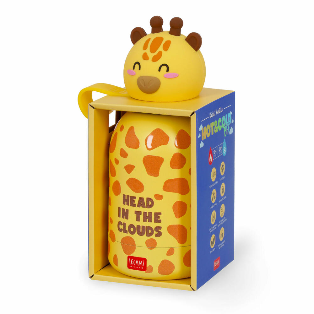 Legami Hot&Cold Kids Bottle Giraffe, Thermoflasche, Isoflasche, Trinkflasche, Kinder, 310 ml, KSSB0008