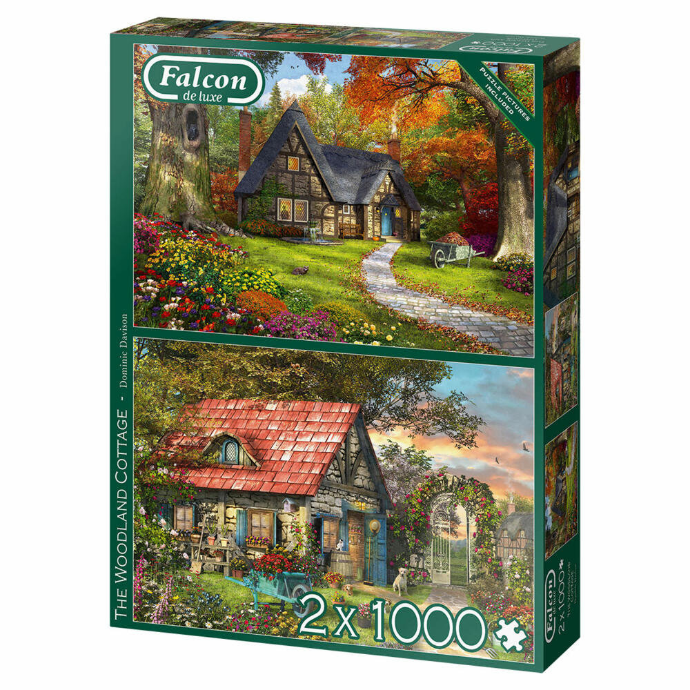 Jumbo Spiele Falcon The Woodland Cottage, Puzzle, Erwachsenenpuzzle, Puzzlespiel, 2 x 1000 Teile, 11294