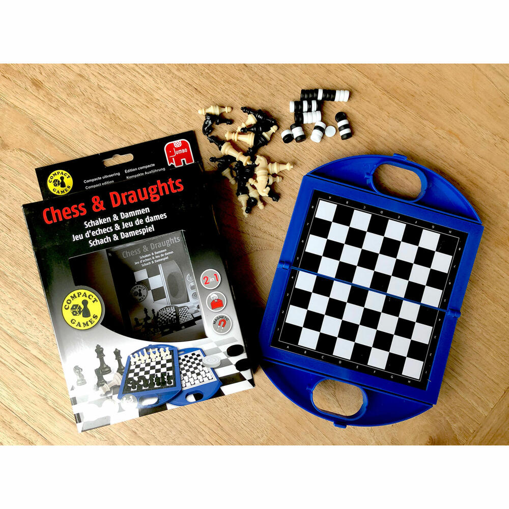 Jumbo Games Chess and Checkers Compact Game, Travel Game, Board Game, Strategy Game, from 7 years, 12763