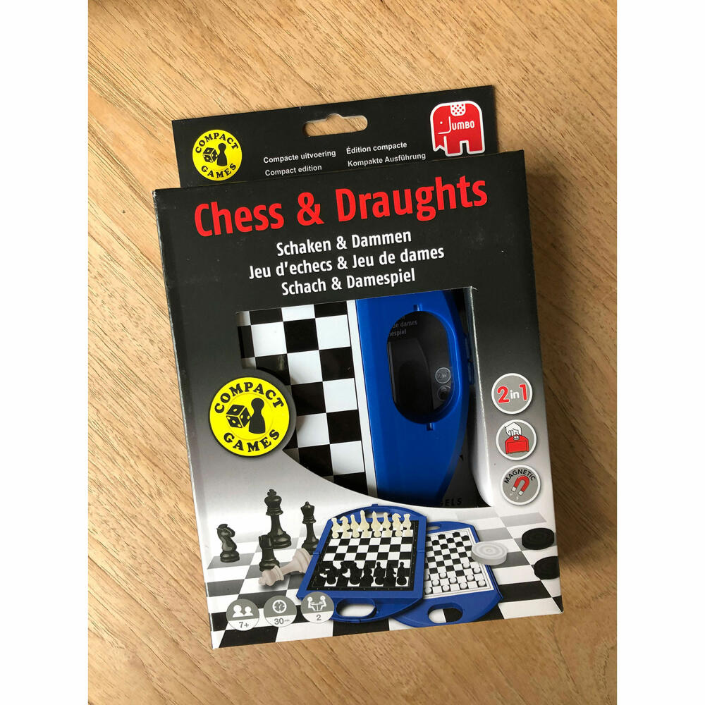 Jumbo Games Chess and Checkers Compact Game, Travel Game, Board Game, Strategy Game, from 7 years, 12763