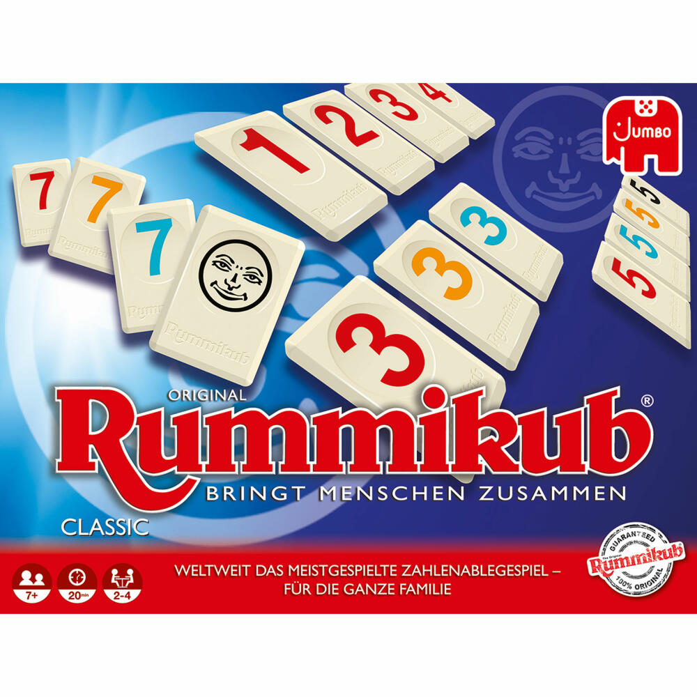 Jumbo Games Original Rummikub Classic, board game, family game, number placement game, 17571