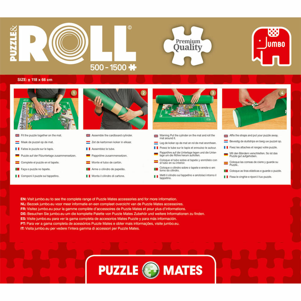 Jumbo Games Puzzle Mates - Puzzle & Roll up to 1500 pieces, puzzle mat, puzzle pad, mat, 17690