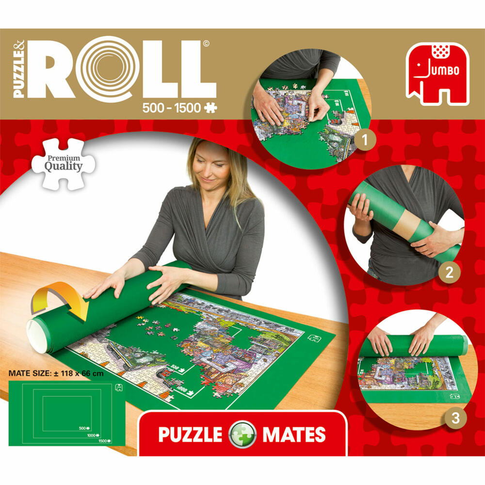 Jumbo Games Puzzle Mates - Puzzle & Roll up to 1500 pieces, puzzle mat, puzzle pad, mat, 17690