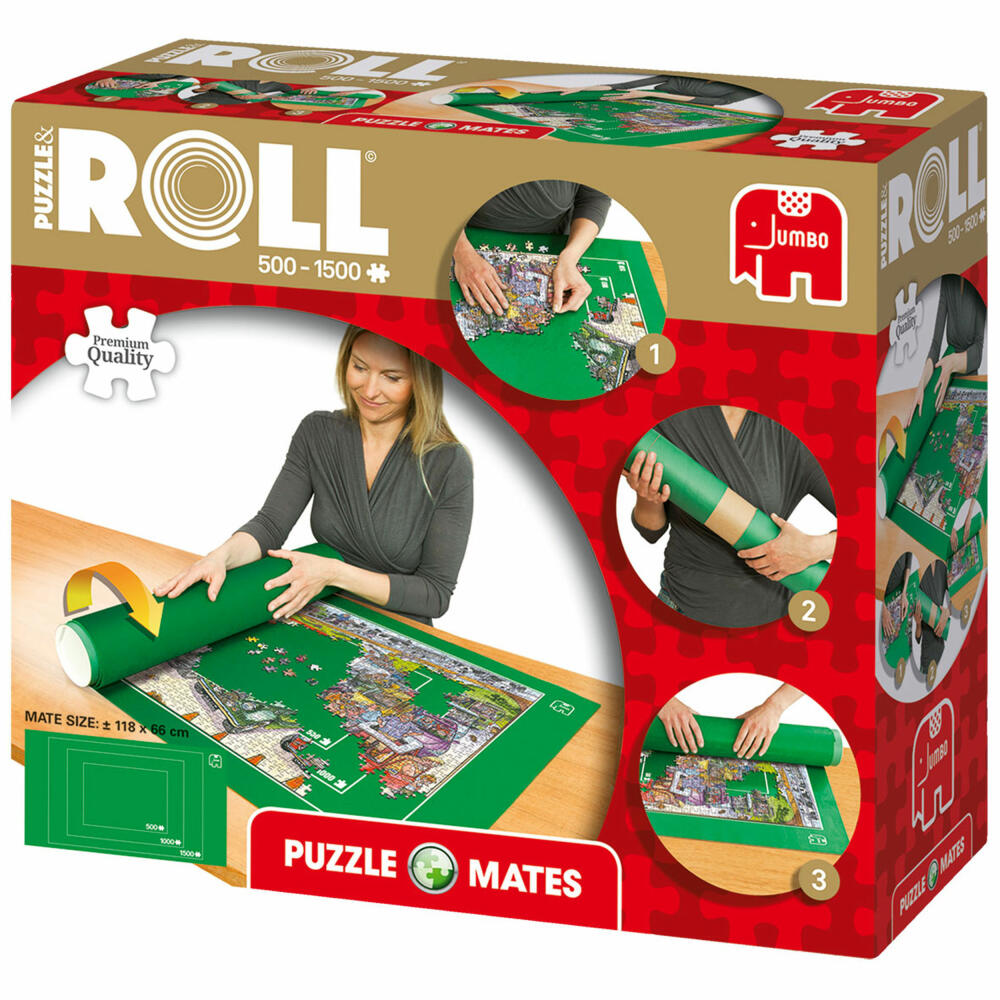 Jumbo Games Puzzle Mates - Puzzle & Roll up to 1500 pieces, puzzle mat, puzzle pad, mat, 17690
