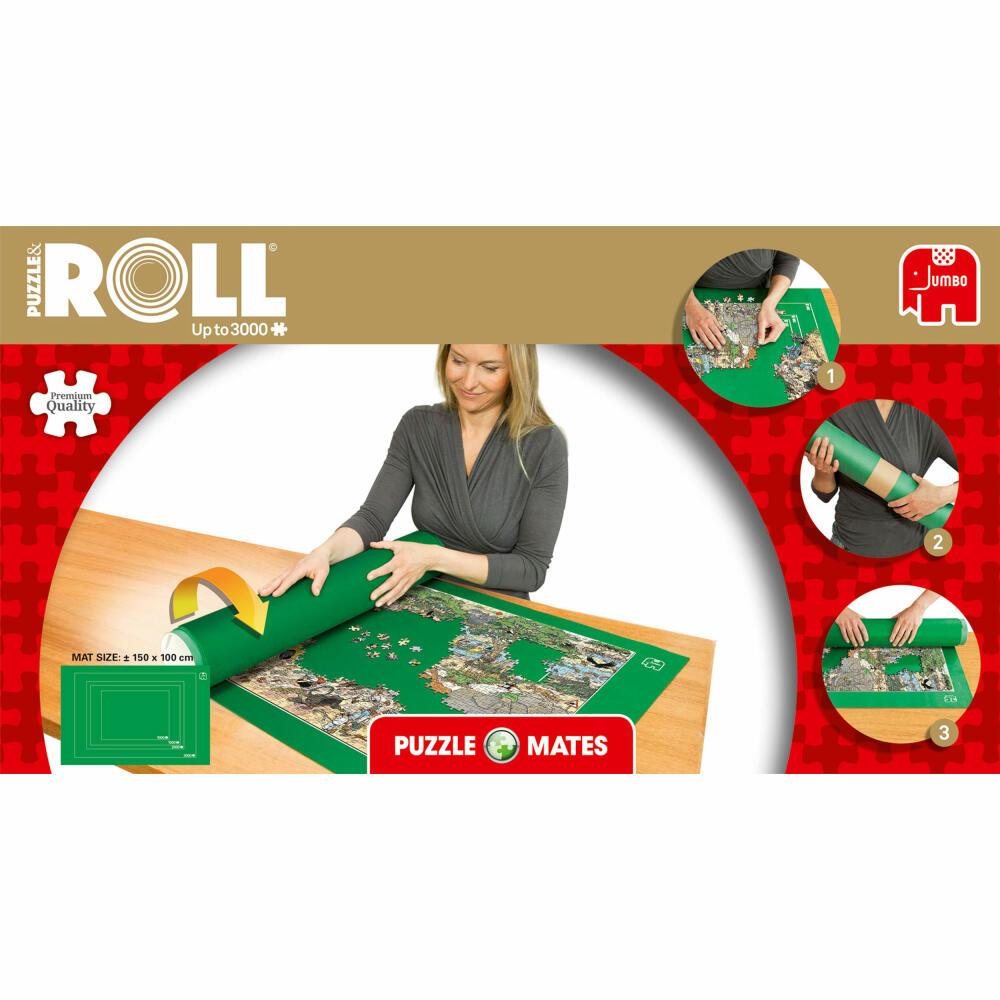 Jumbo Games Puzzle Mates - Puzzle & Roll up to 3000 pieces, puzzle mat, puzzle pad, mat, 17691