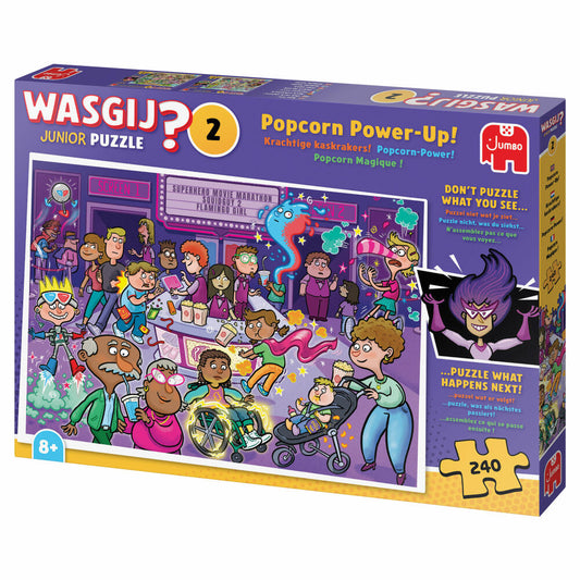 Jumbo Wasgij Junior 2 - Popcorn - Power!, Kinderpuzzle, Kinder Puzzle, 240 Teile, 1110100807