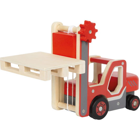 Legler Small Foot Gabelstapler mit Palette, Spielzeugauto, ab 24 Monate, Holz, Bunt, 12636