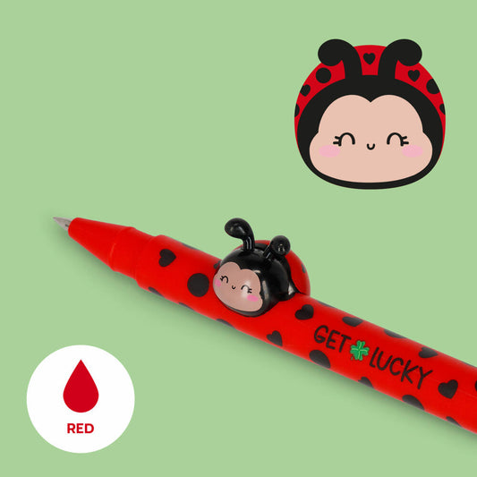 Legami Gel Pen Lovely Friends Ladybug, mit Tierdeko, Gelstift, Gelschreiber, Stift, Marienkäfer, CPP0027